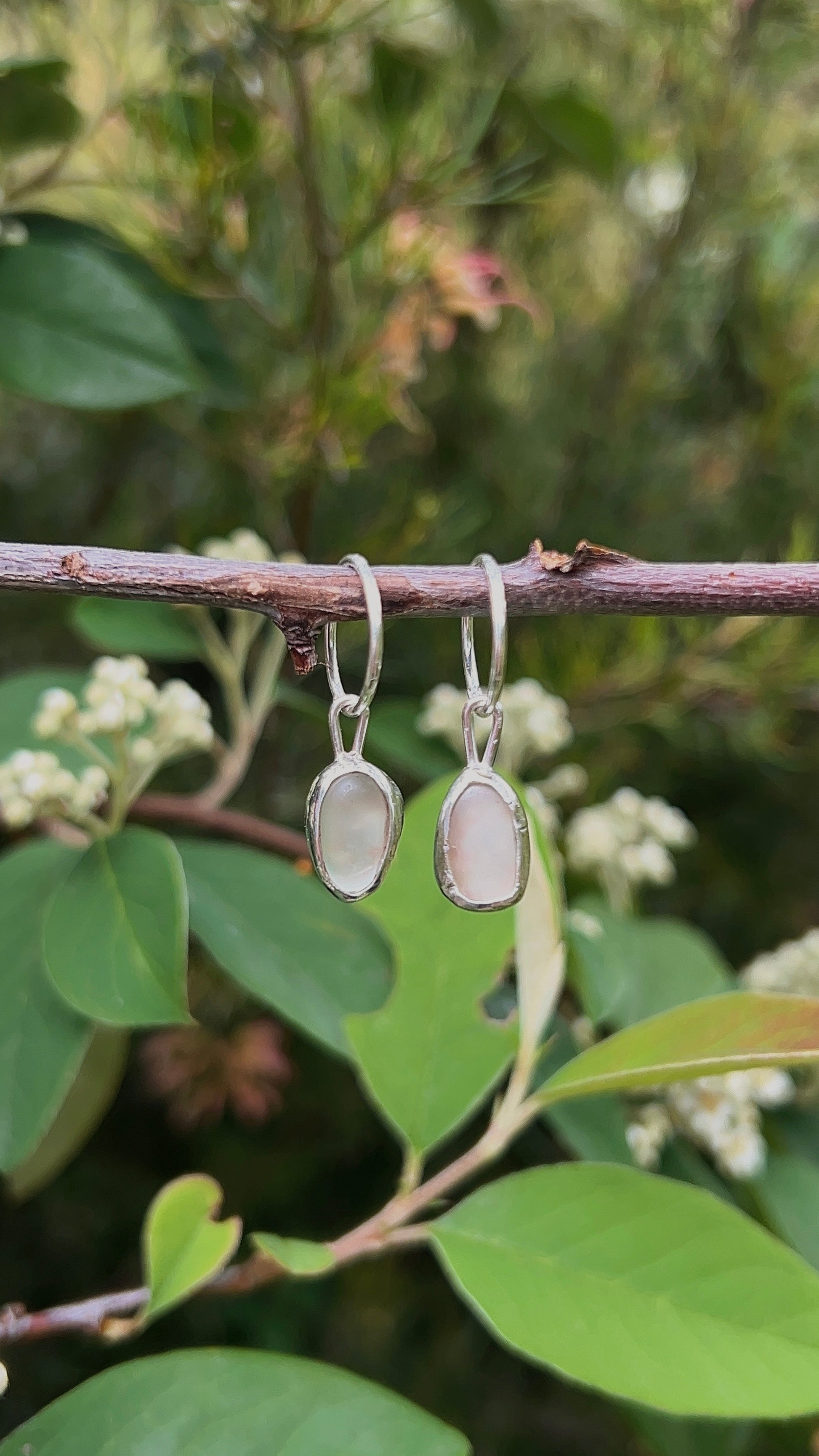 seafoam green seaglass hoops