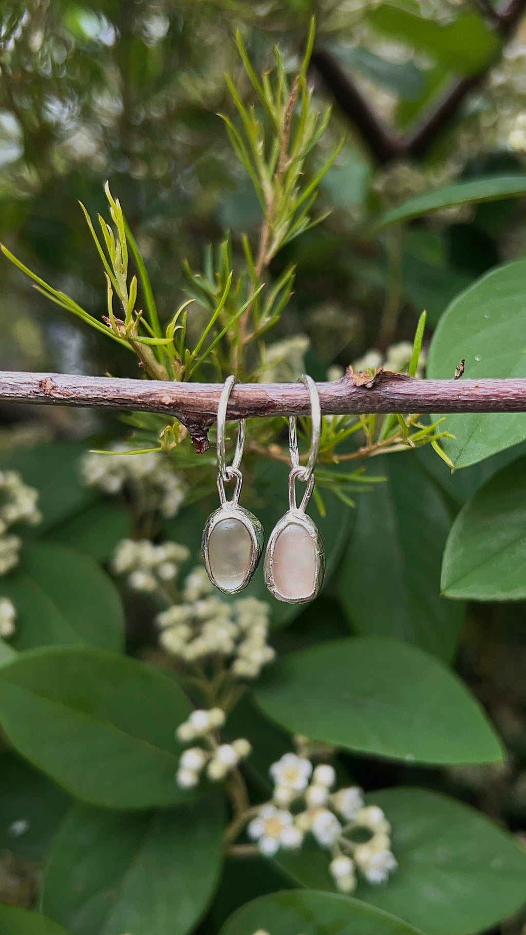 seafoam green seaglass hoops