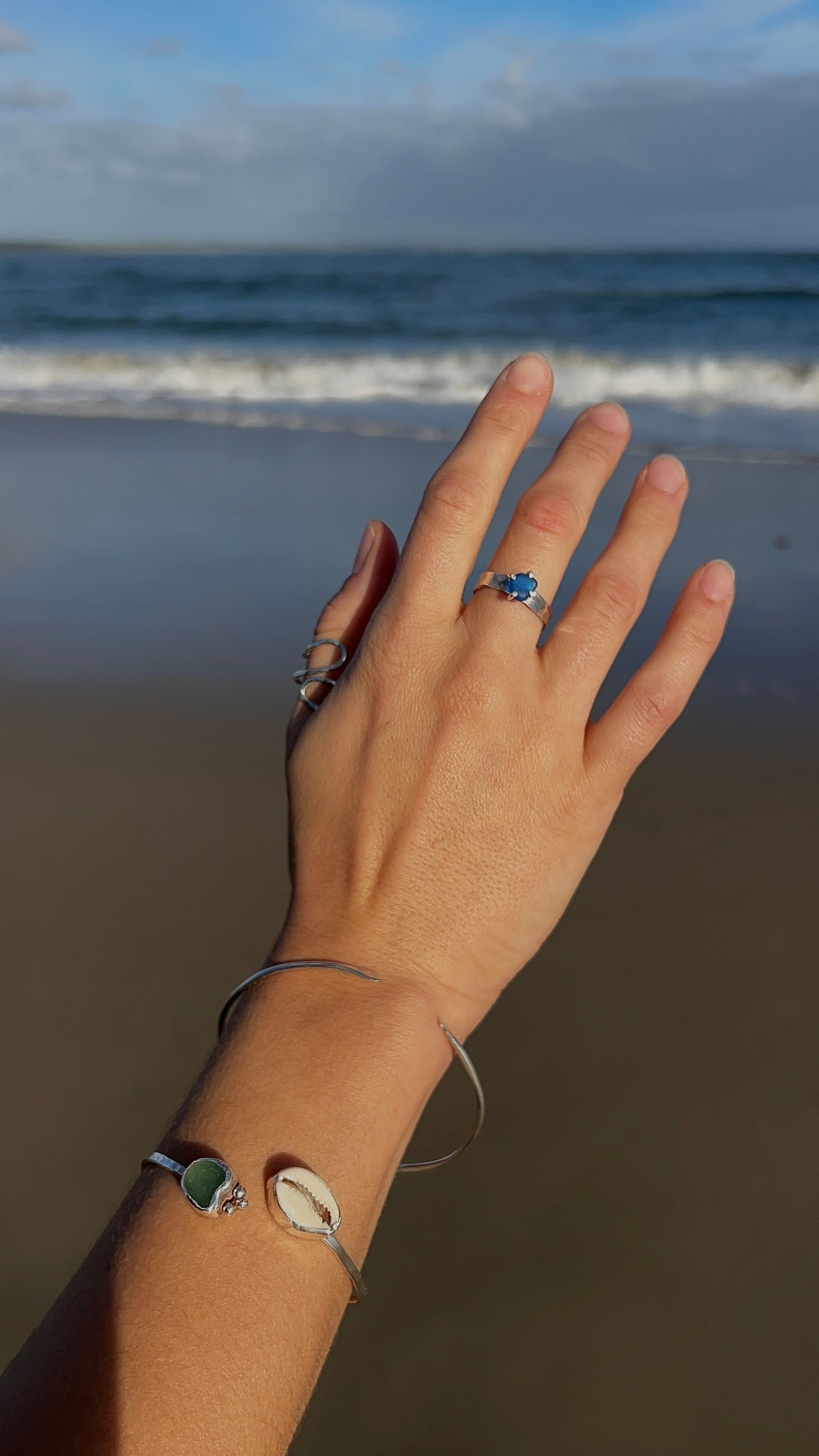 cobalt blue ~ thick band seaglass ring size: T