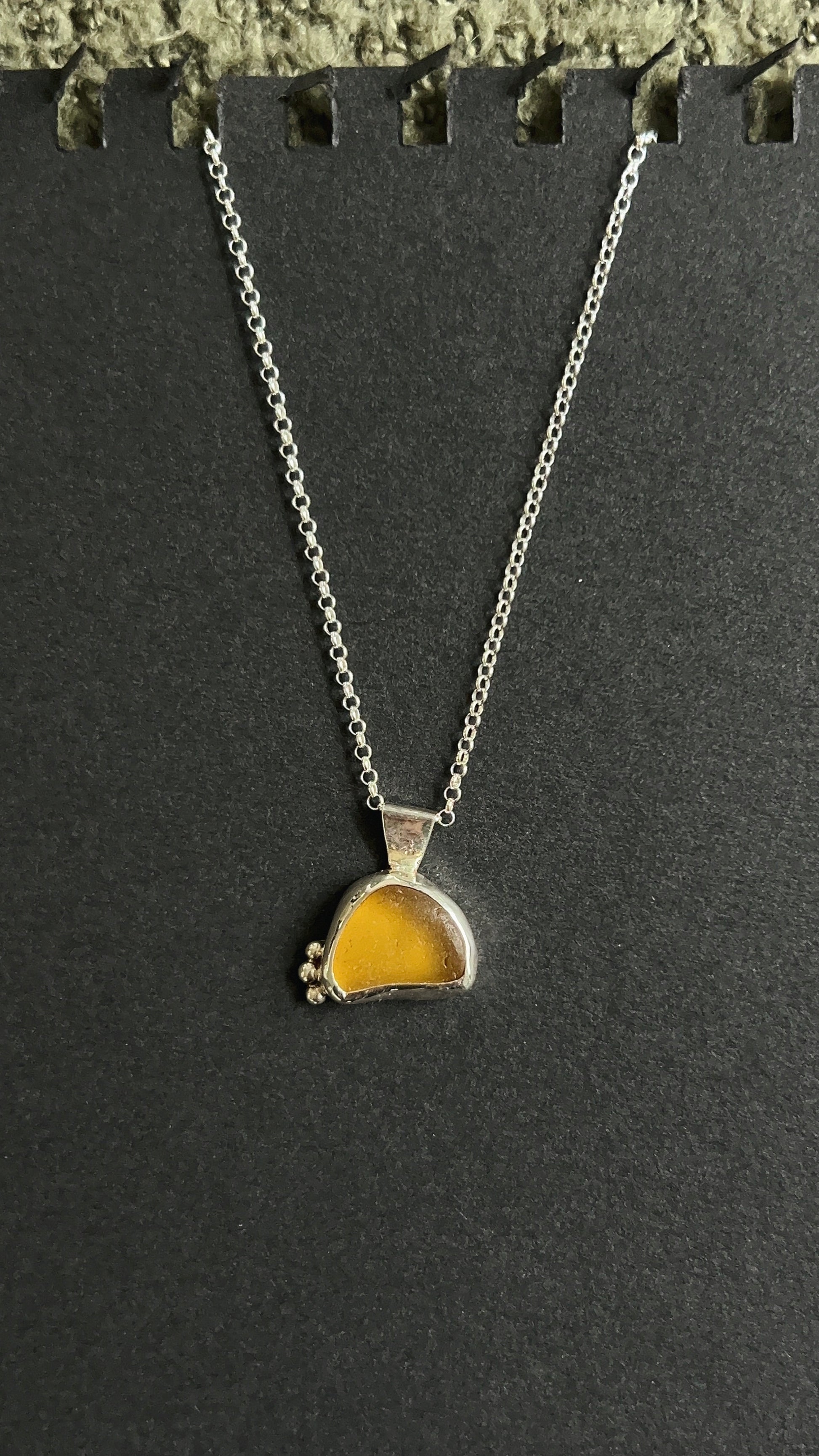 yellow seaglass pendant necklace