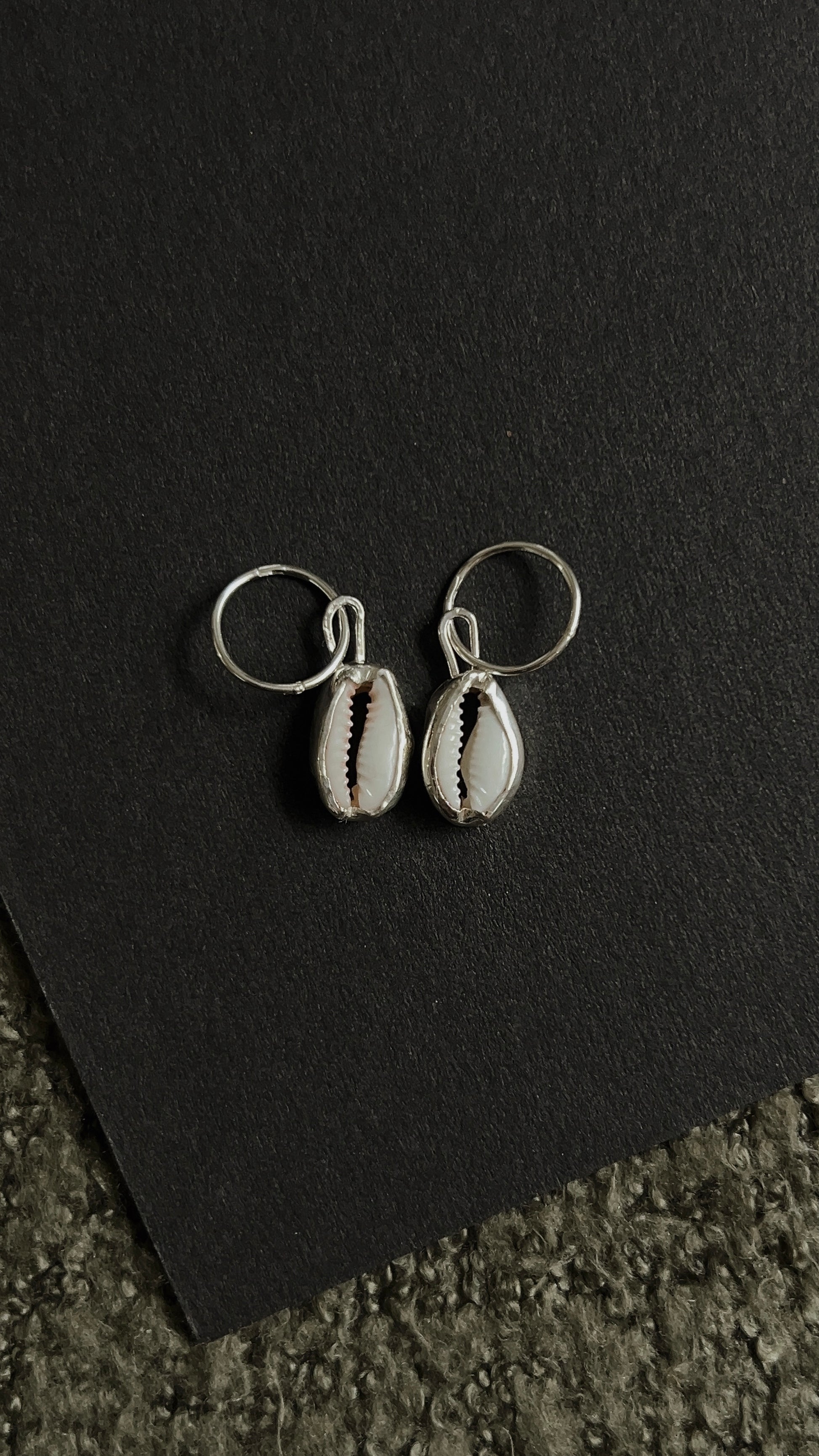 cowrie shell hoop earrings