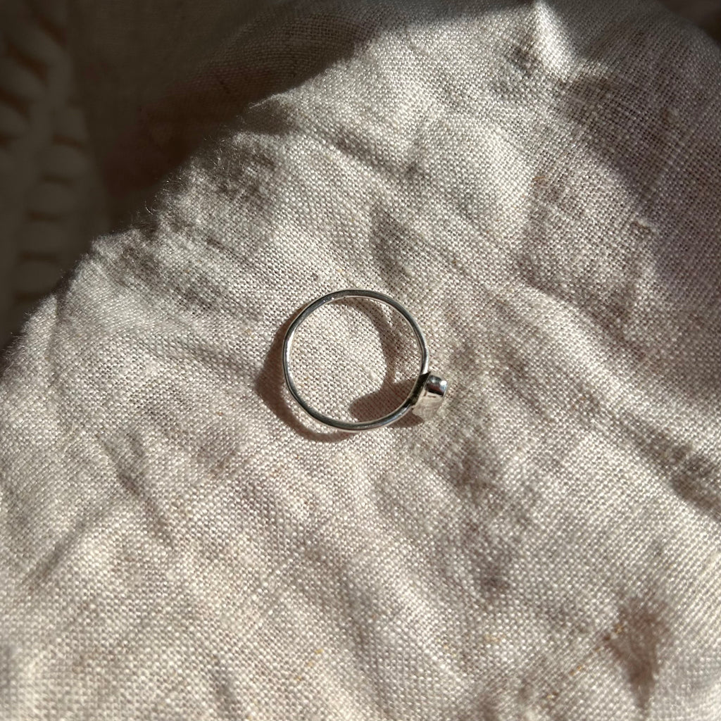 tiny green seaglass ring (AU/UK size U)