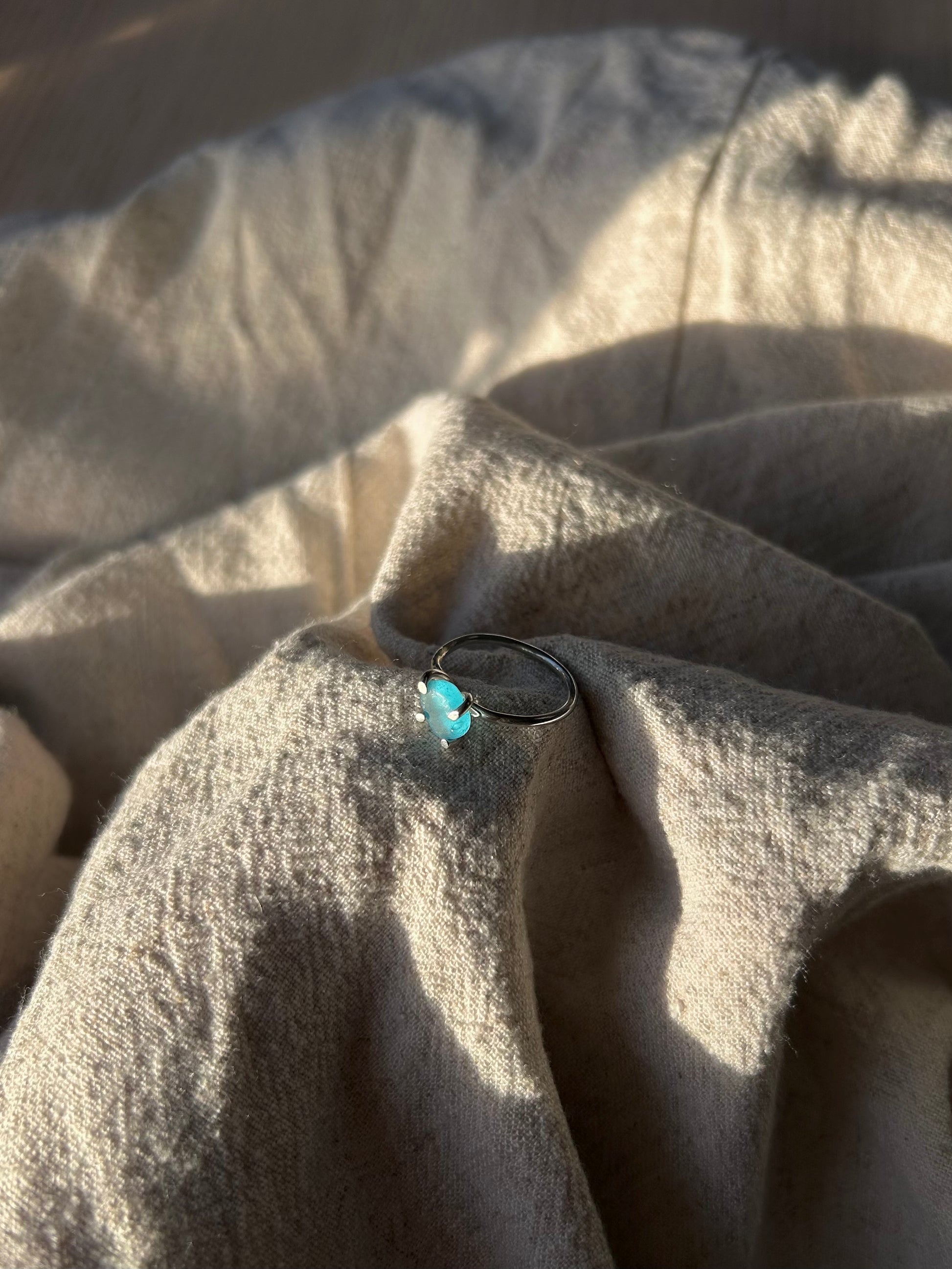 aqua seaglass ring size: M