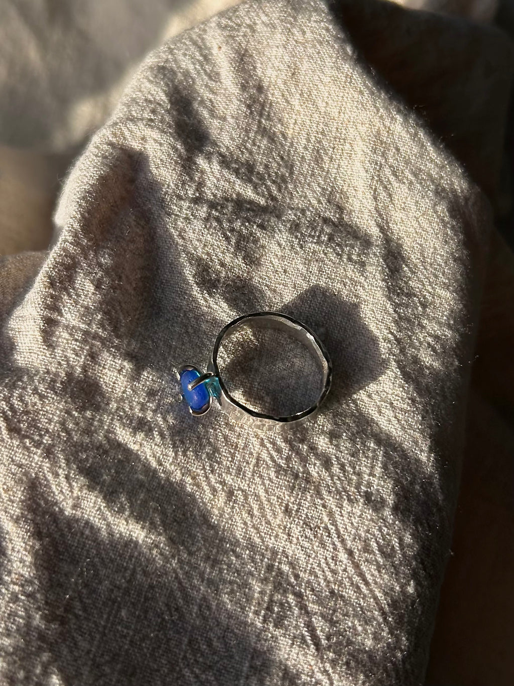 cobalt blue ~ thick band seaglass ring size: T