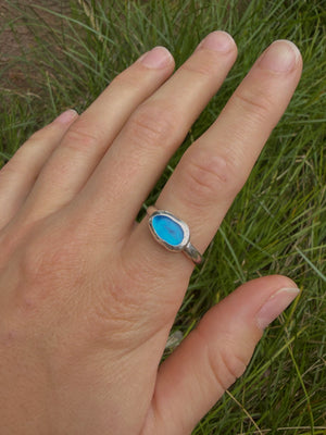 dark blue seaglass ring size U½ (US 10.75)