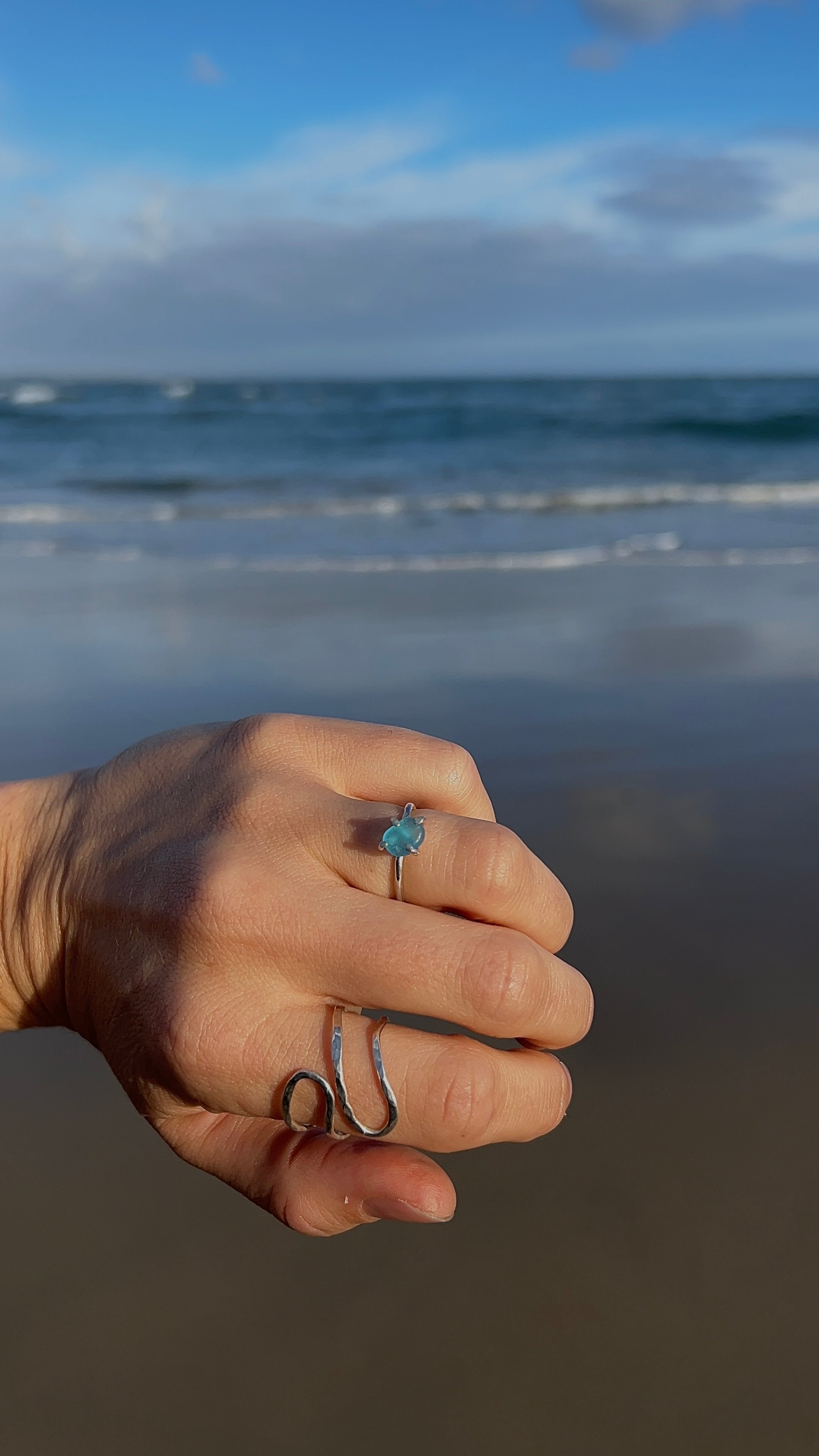 aqua seaglass ring size: M