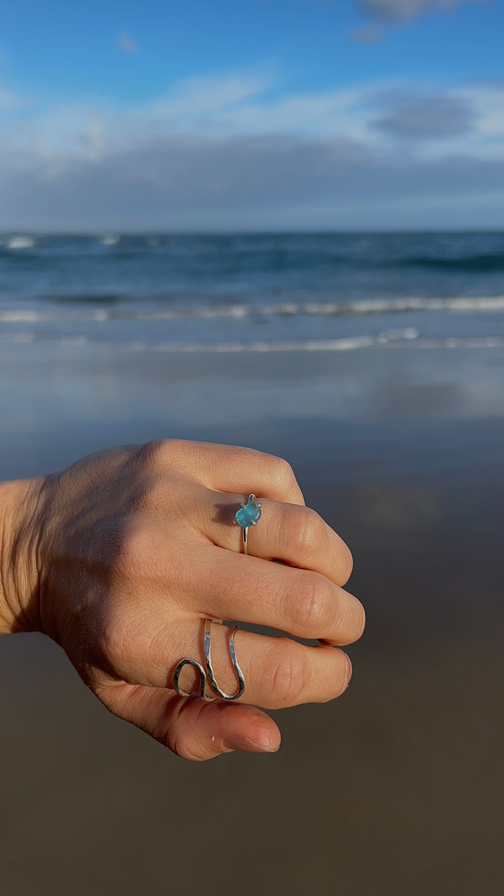 aqua seaglass ring size: M