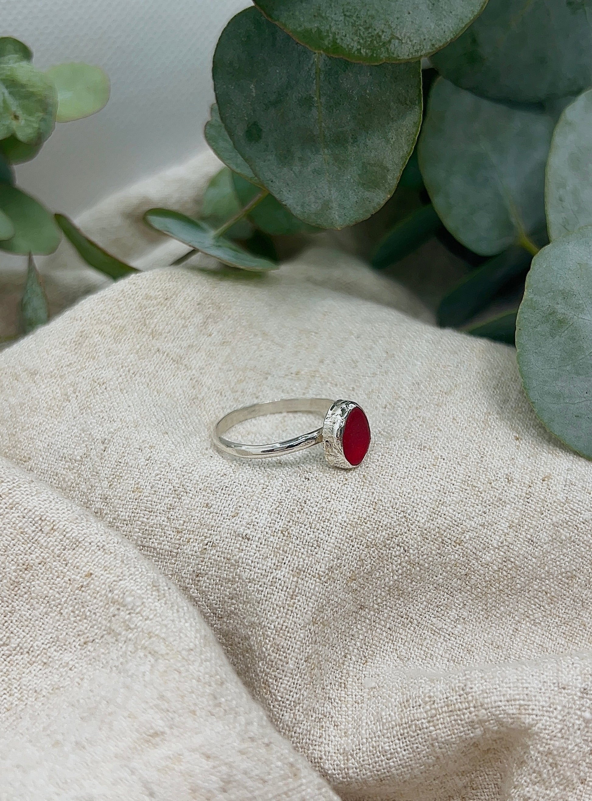 red seaglass ring size R