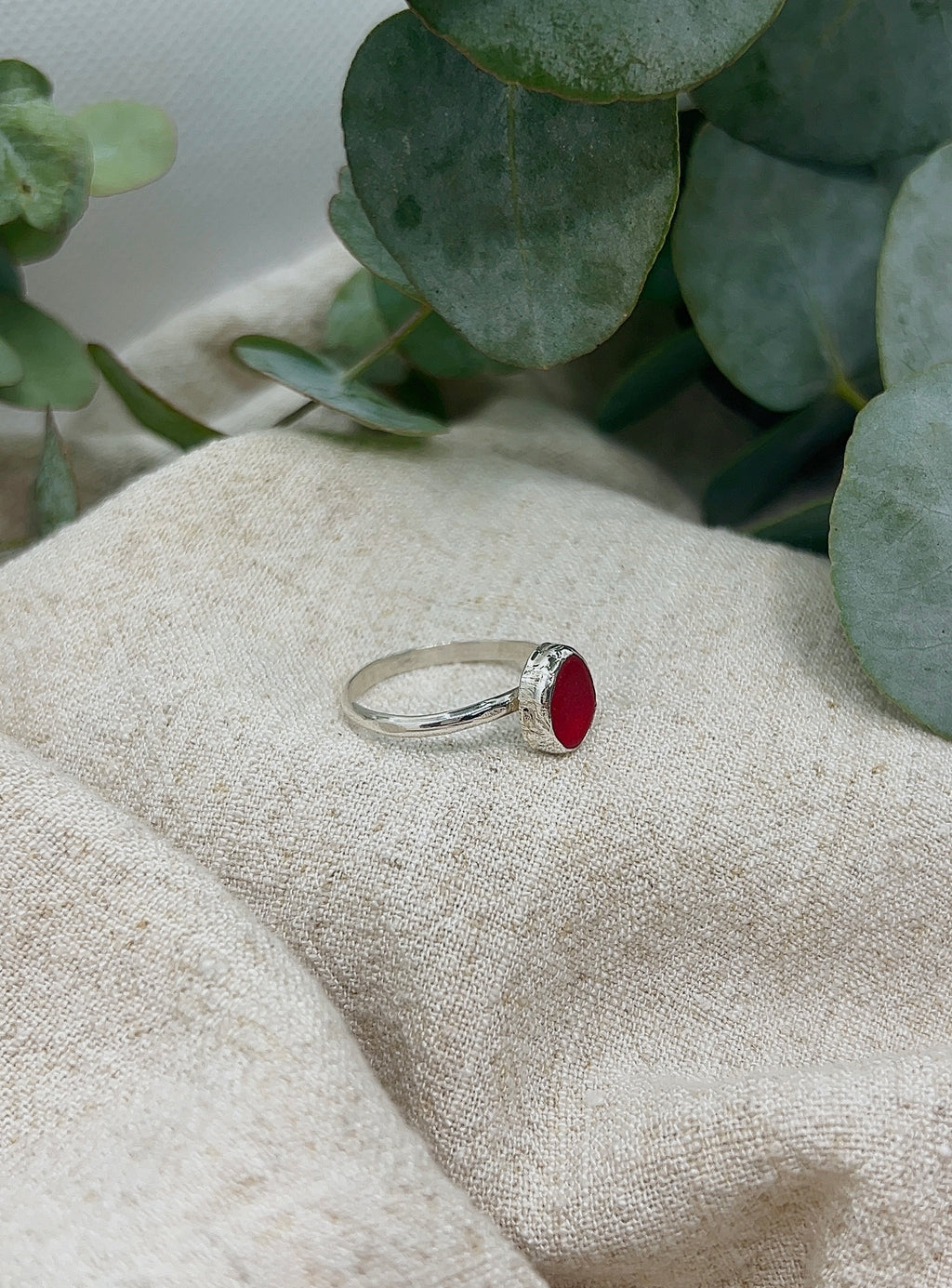 red seaglass ring size R