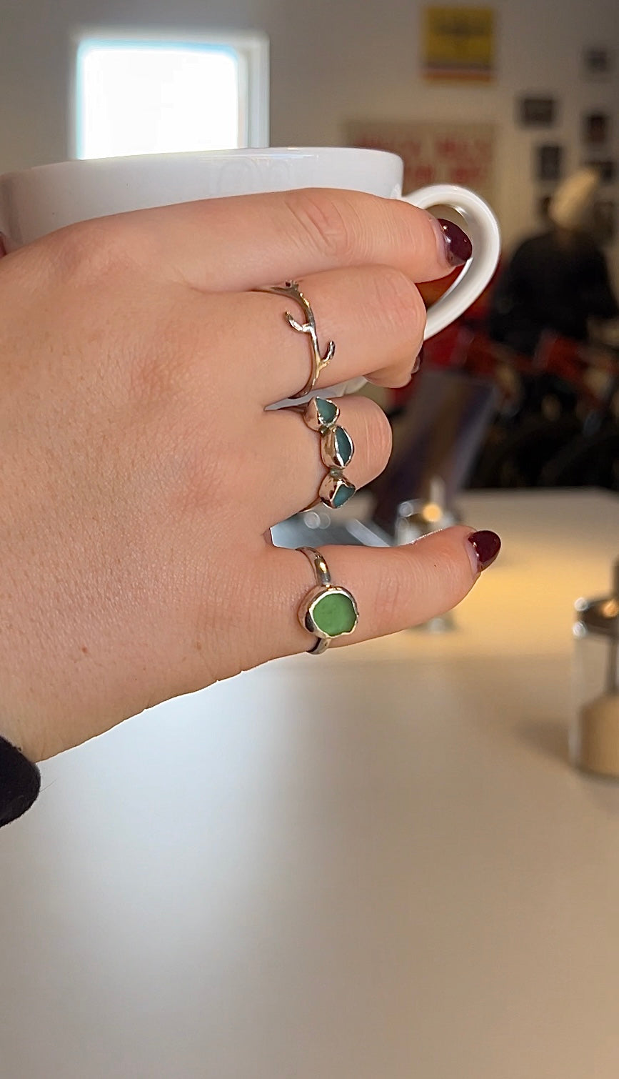 green seaglass ring size N