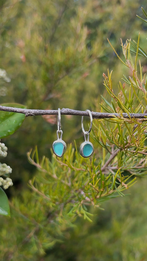 aqua seaglass hoops