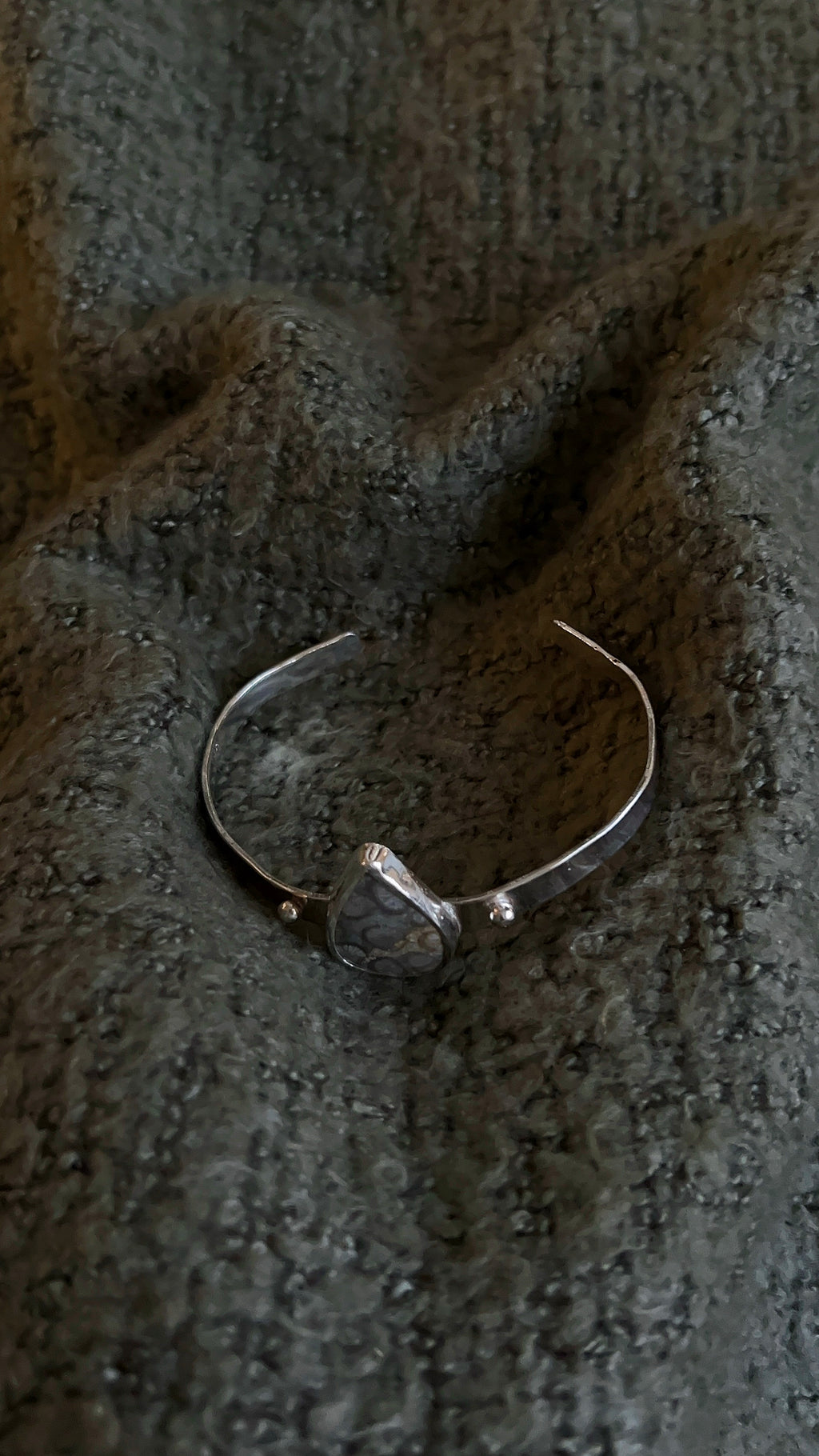 accent ball tear drop fossil coral bracelet cuff