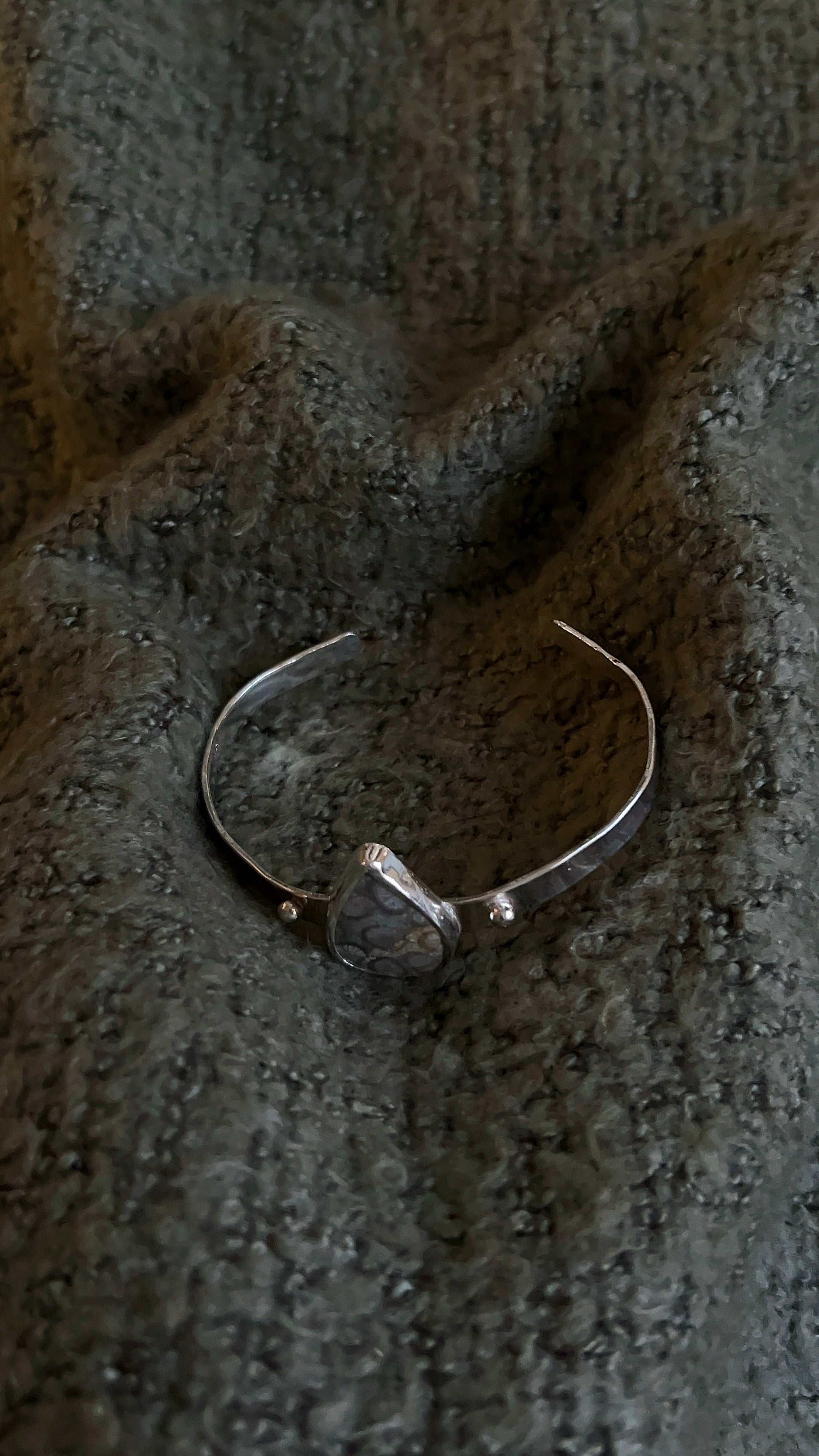 accent ball tear drop fossil coral bracelet cuff