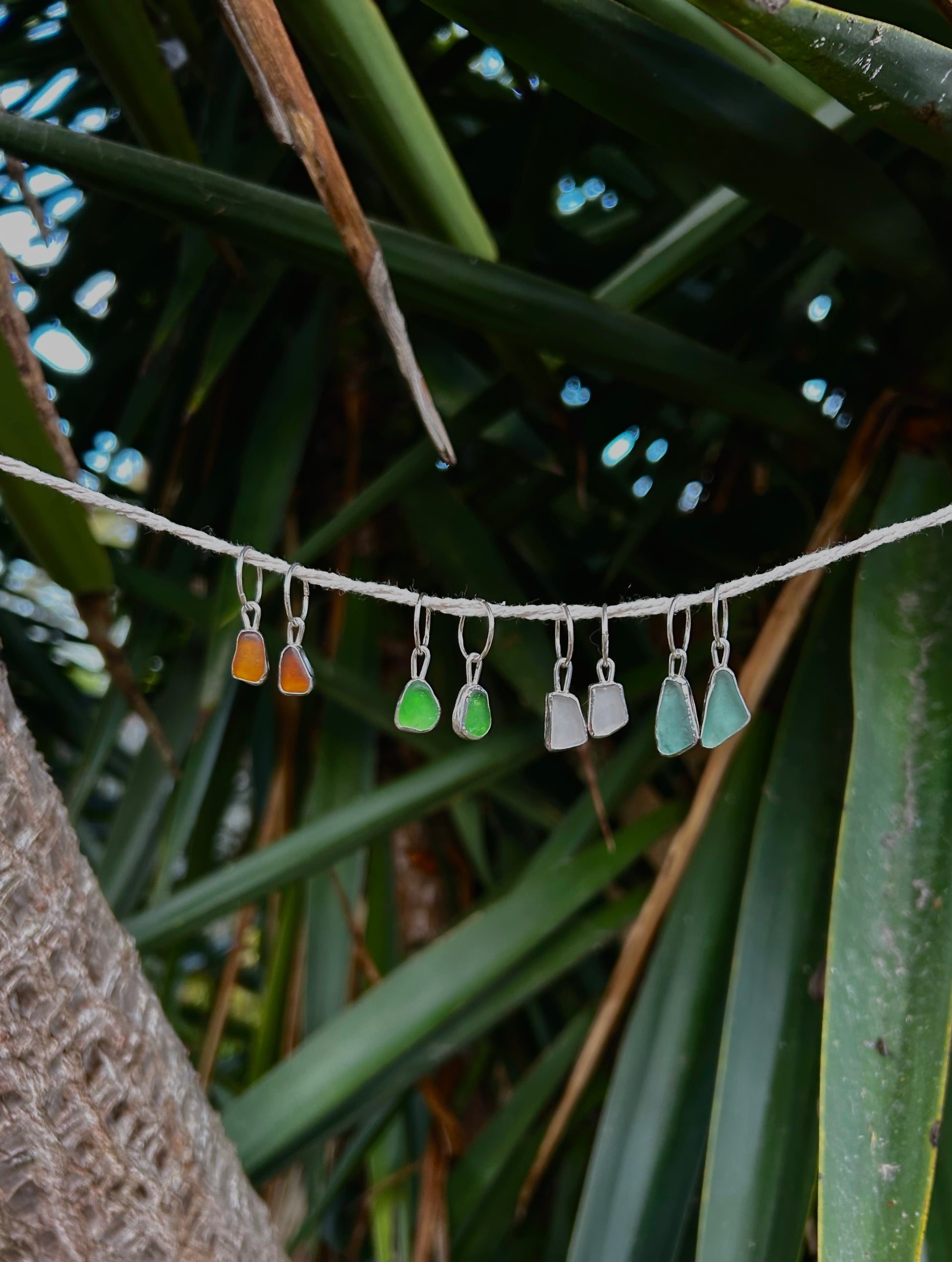 clear/white seaglass hoop earrings