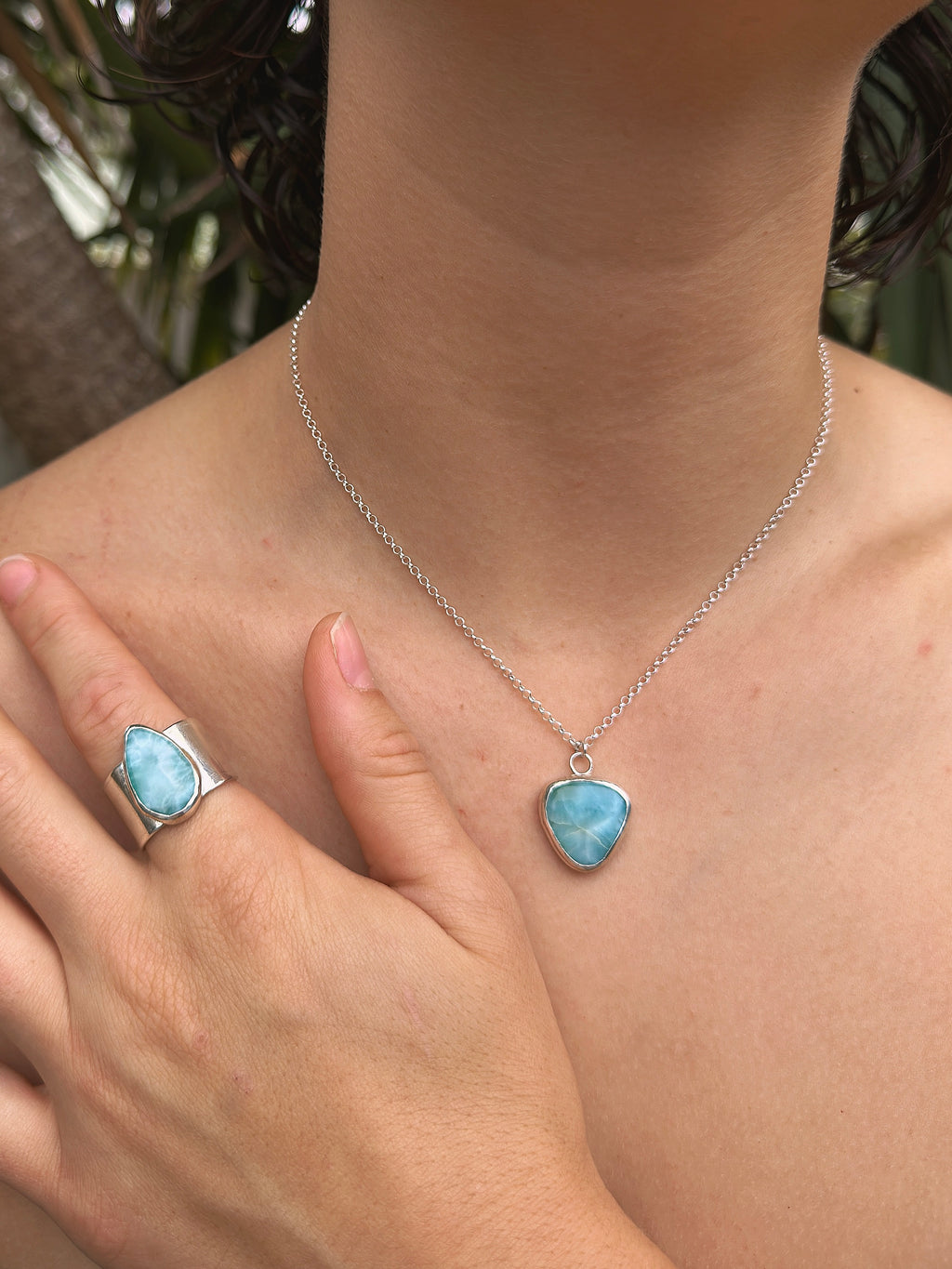 natural larimar necklace