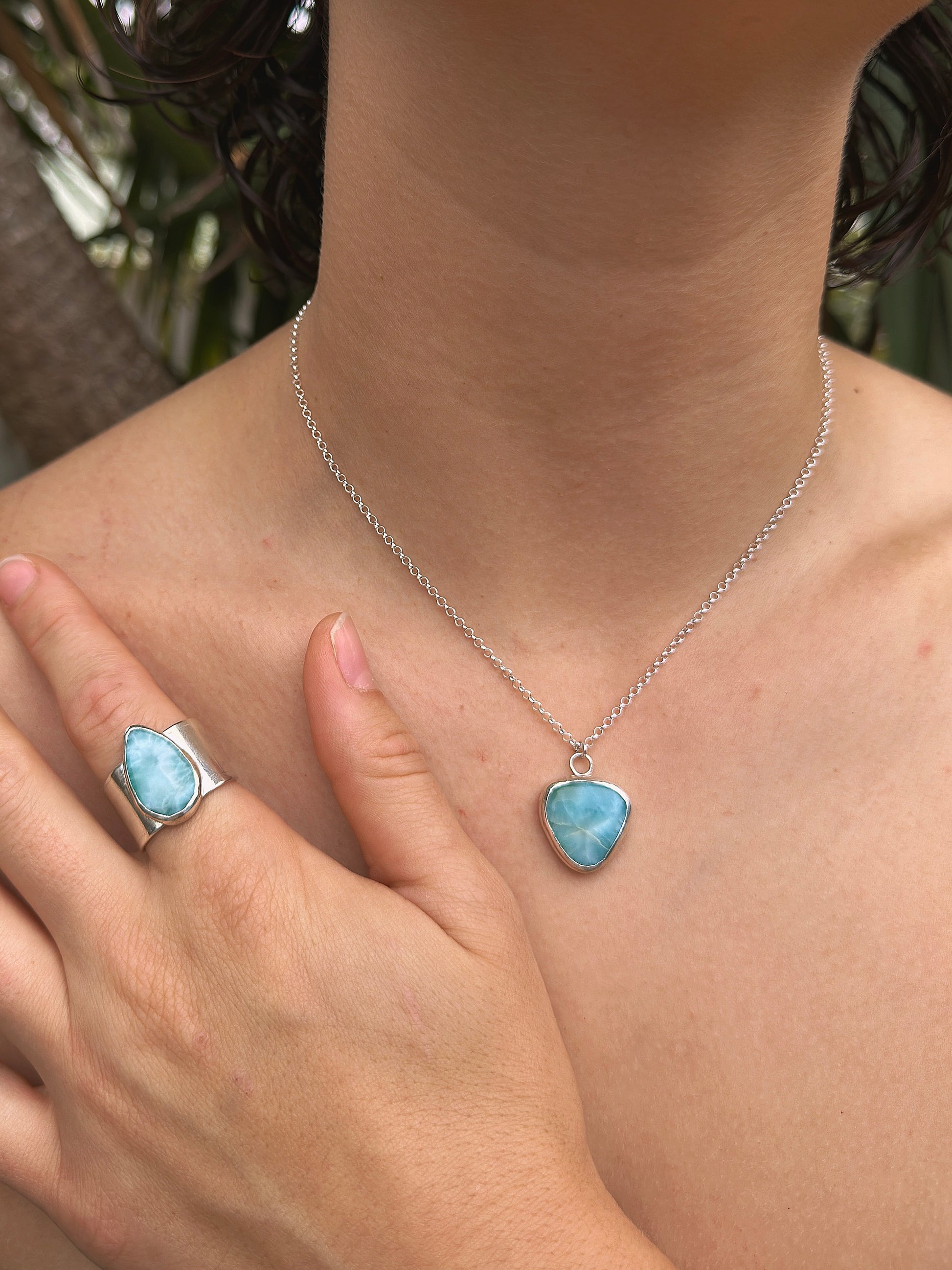 natural larimar necklace