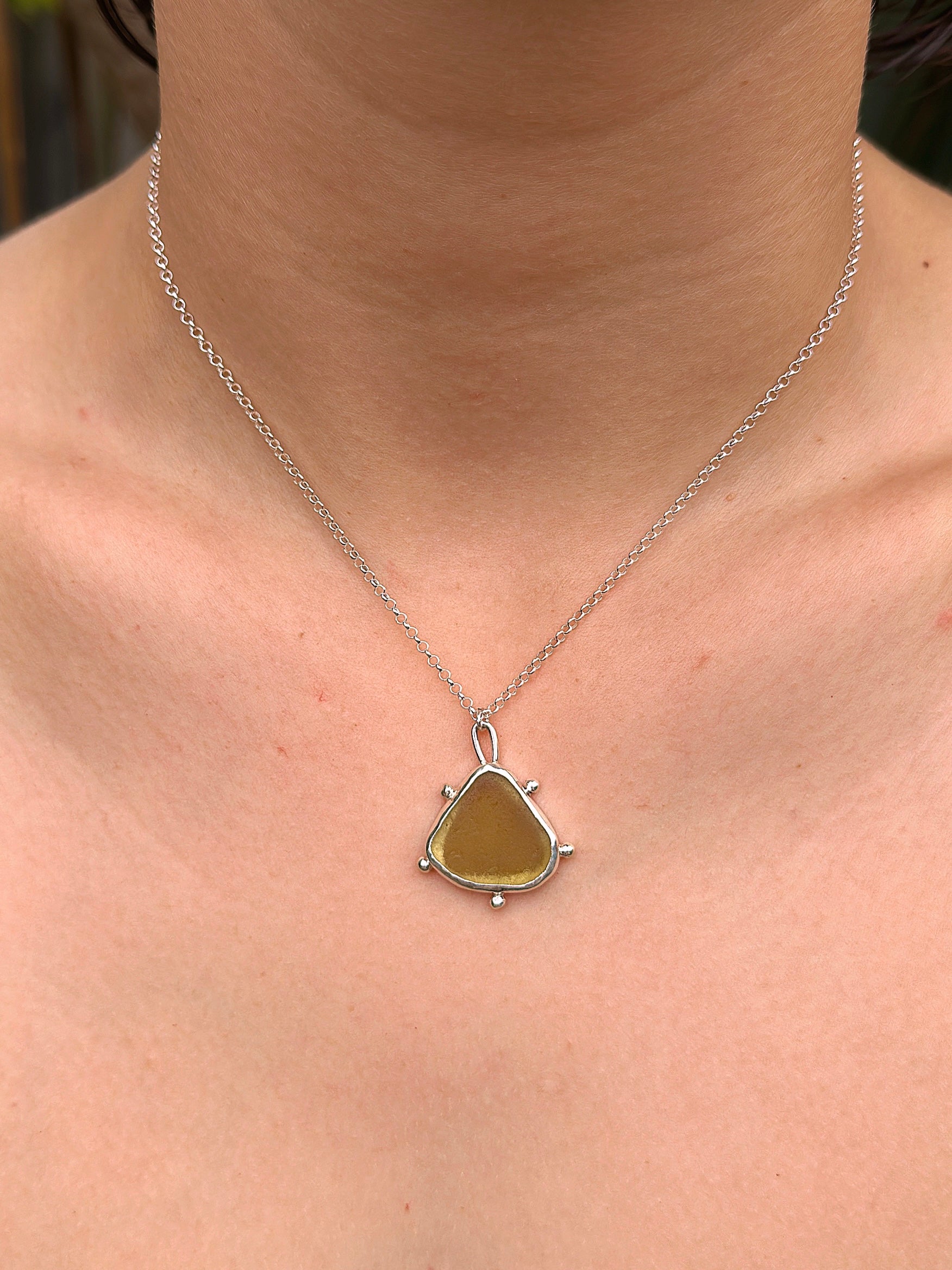 yellow seaglass sun necklace