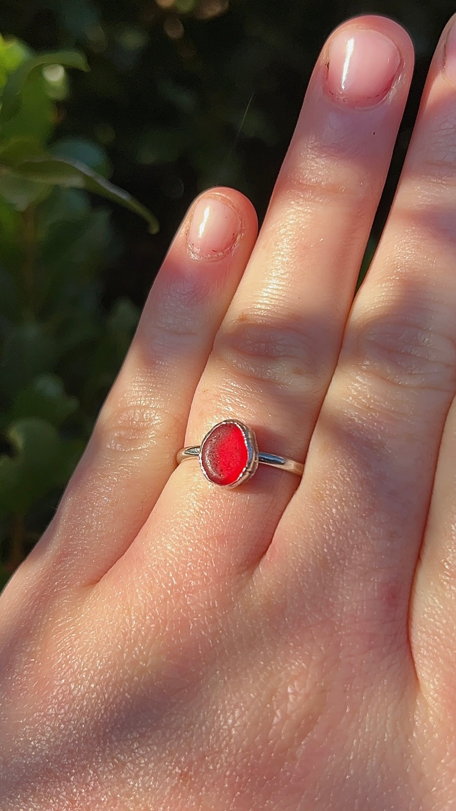 red seaglass ring size R