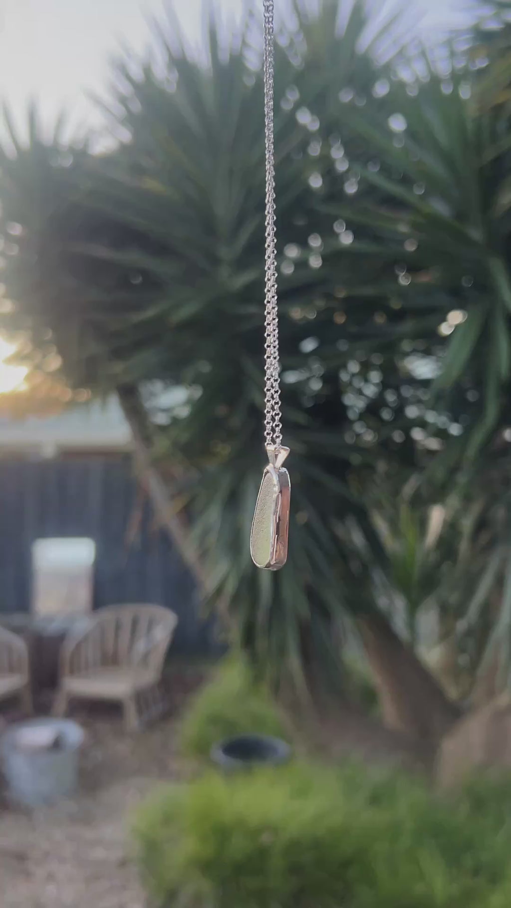 seaglass window necklace: leaf stem