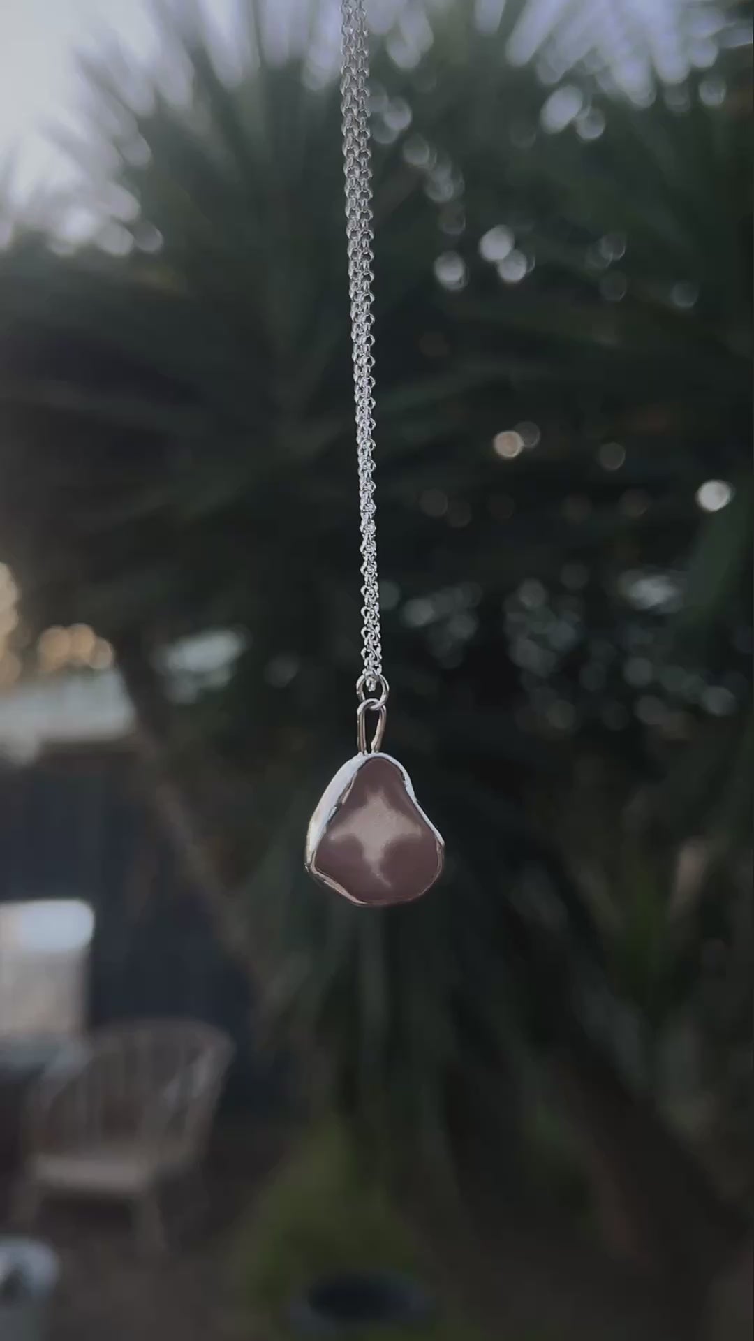 seaglass window necklace: manta ray